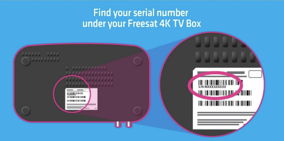 Serial number on Freesat set top box