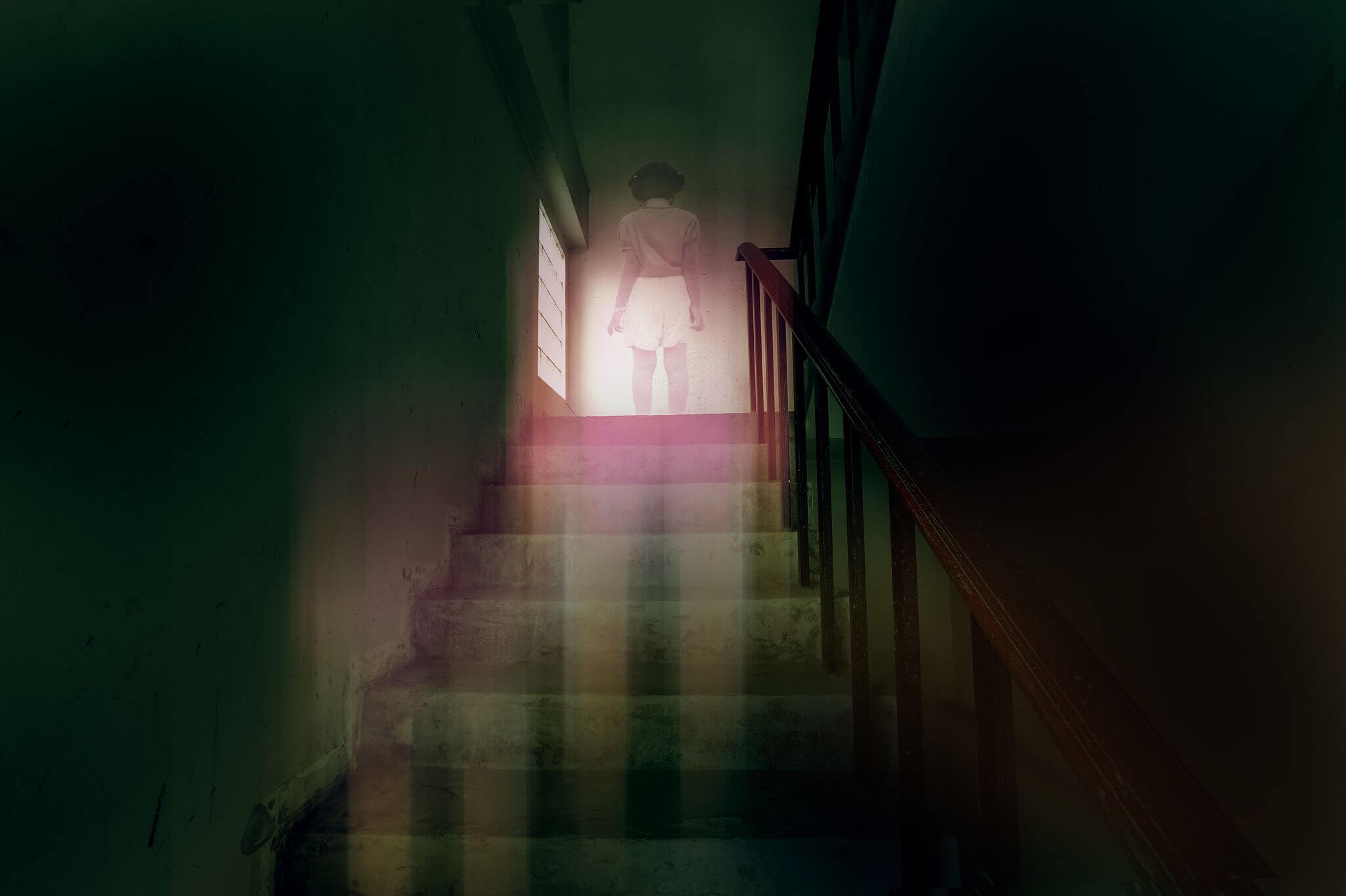 ghost at the top of stairs