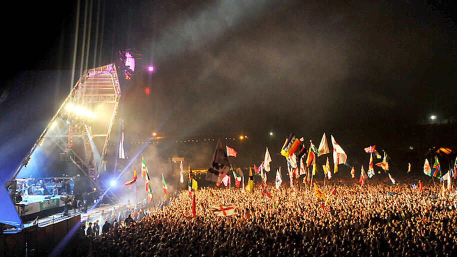 Festival stage at night