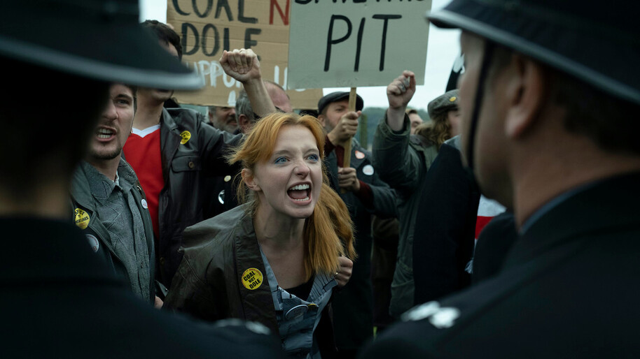 woman protesting at the miners strikes