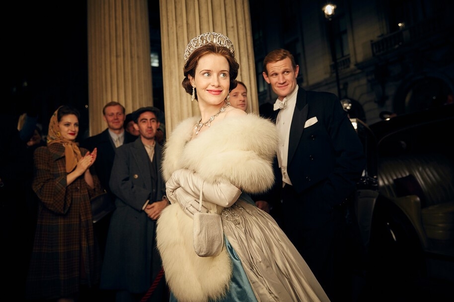 claire foy and matt smith in the crown series 1