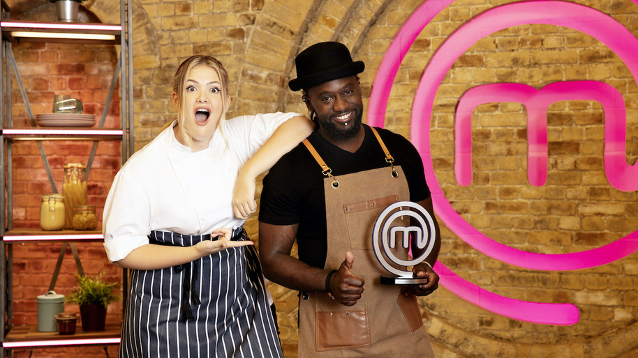 Poppy O’Toole and Kerth Gumbs with Young MasterChef trophy