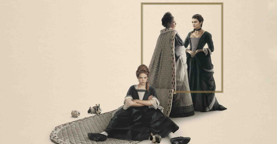 poster for The Favourite featuring Olivia Colman, Rachel Weisz and Emma Stone