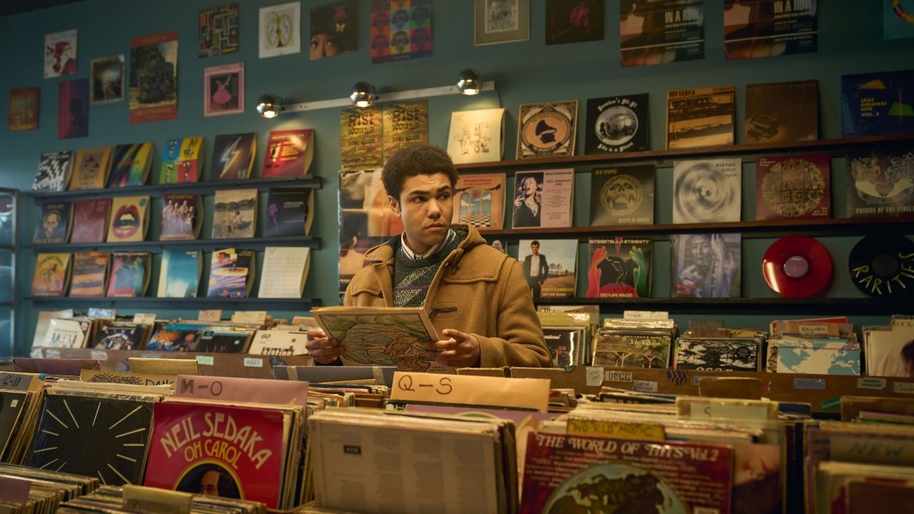 Levi Brown in a record store