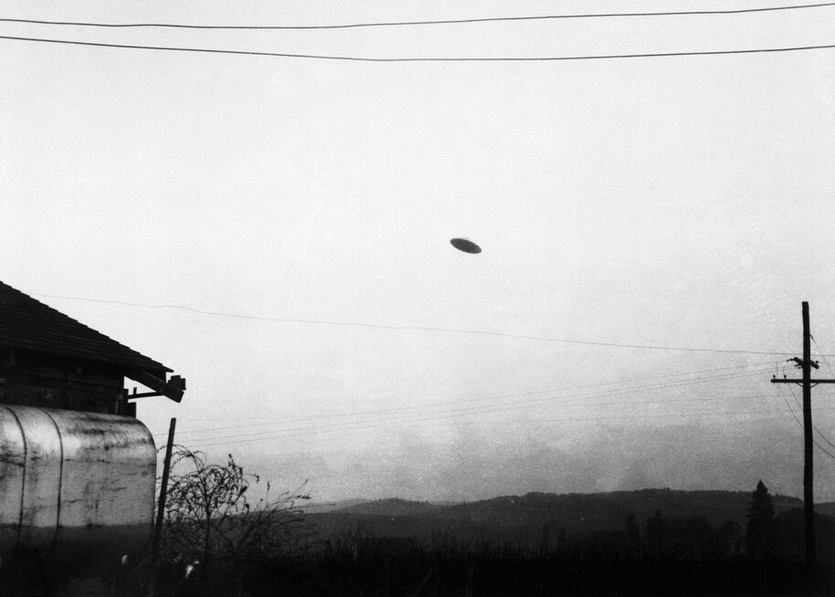 ancient aliens black and white photo of ufo