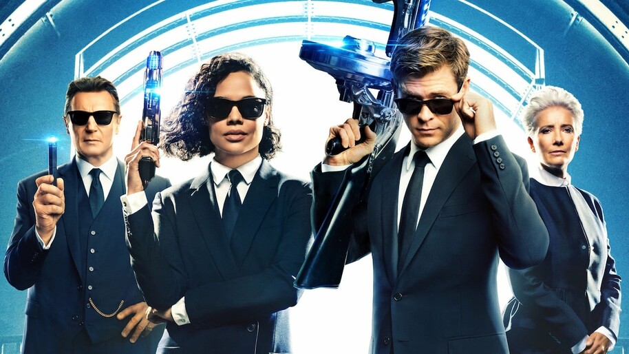 Men in Black movie poster with chris hemsworth and tessa thompson