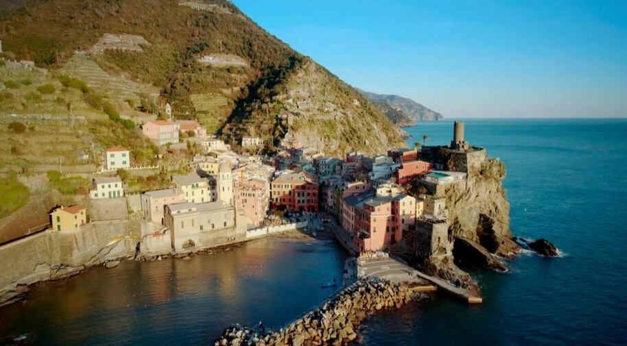 village on cliff in italy