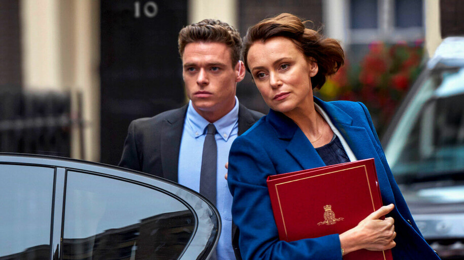 keeley hawes and Richard Madden in Bodyguard