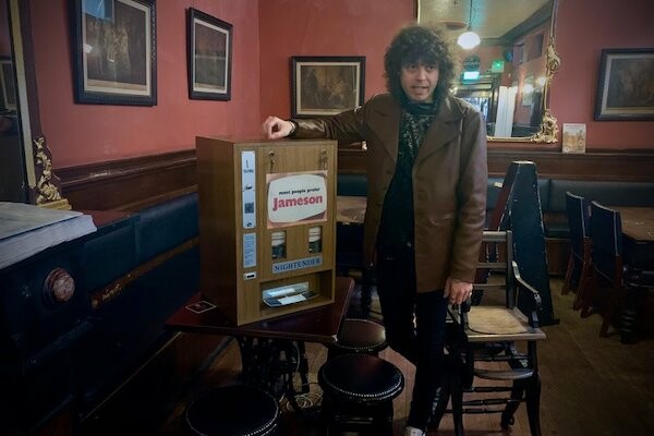 Ian Dowling with whiskey dispenser