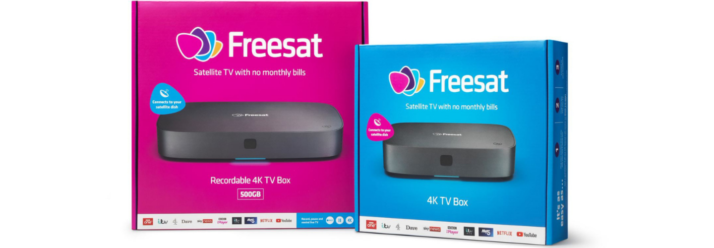 Freesat 4K TV boxes in packaging