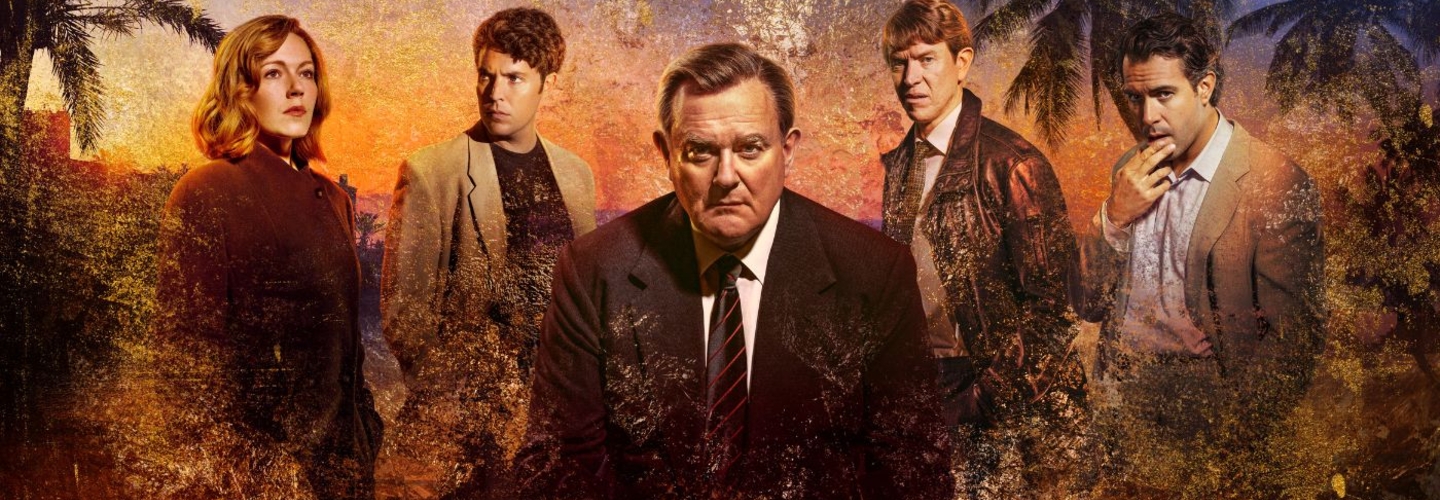 four men and one women in a jungle setting with an orange grain over the image and title that says the gold