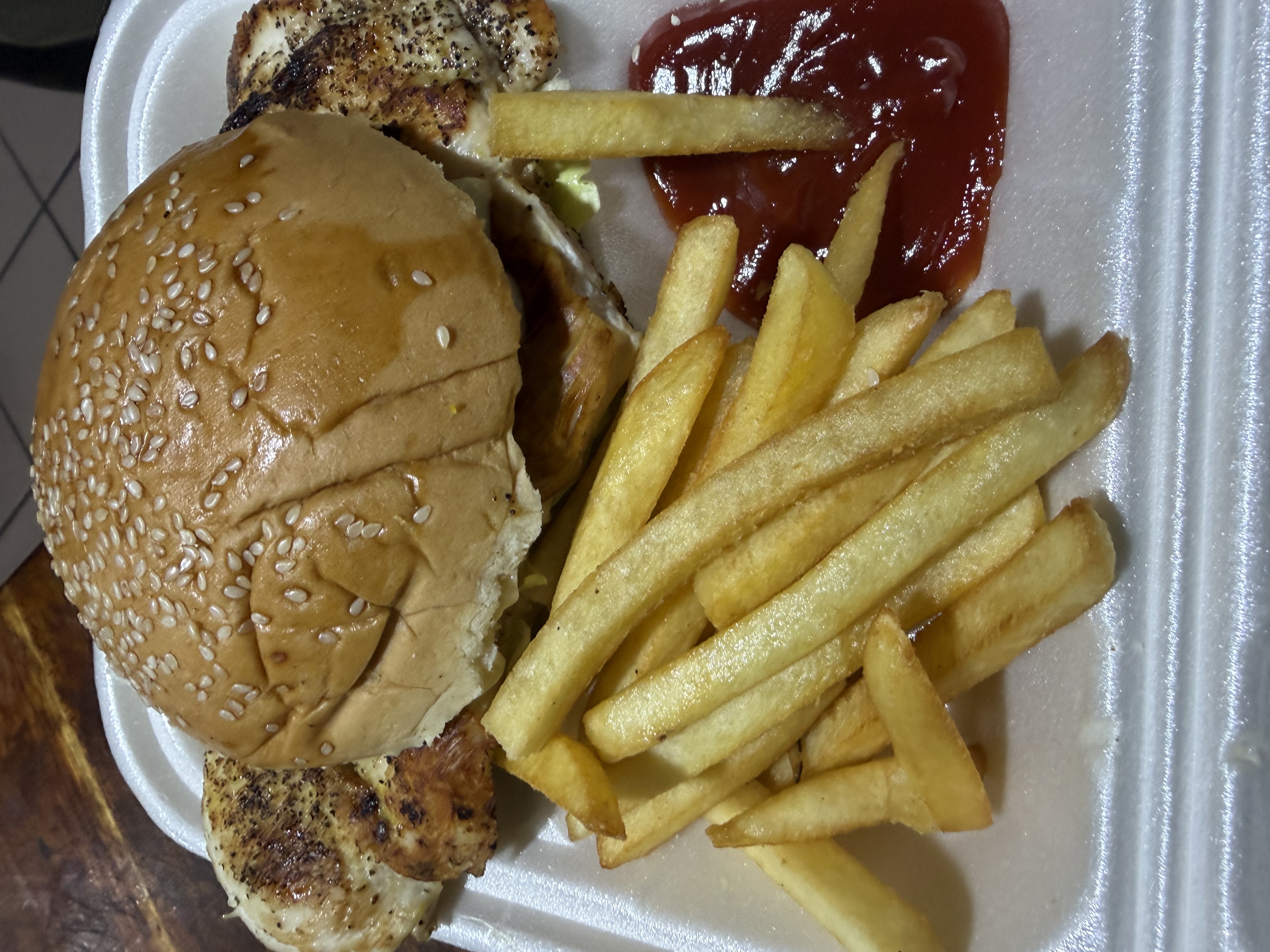Regular grilled chicken with fries
