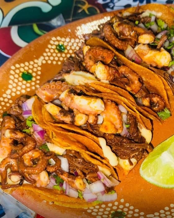 Surf N Turf Octopus Birria Tacos 