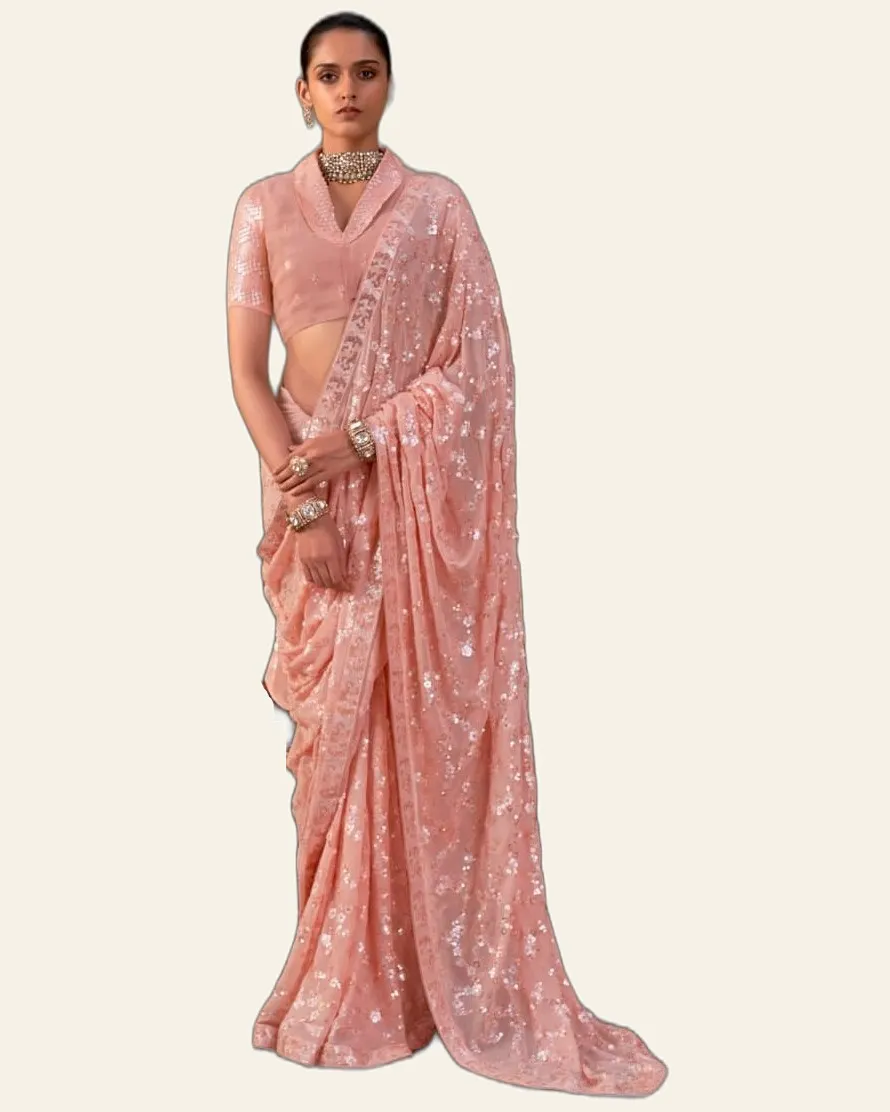 Kulvadhu Premium Lightweight Georgette Heavy Work Sarees