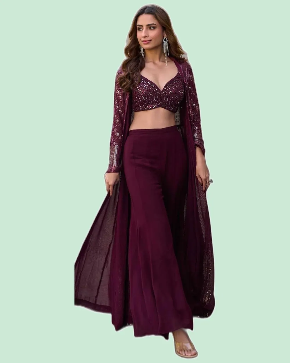 Real Georgette Embroidered  Western Designer Suits