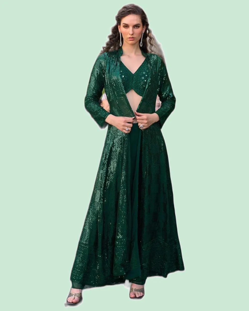 Real Georgette Embroidered  Western Designer Suits
