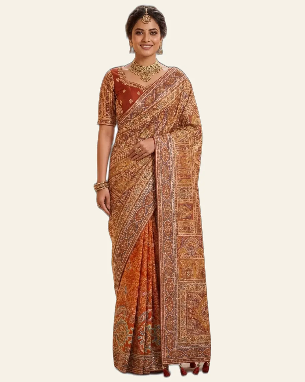 Premium Wedding Crepe Silk Heavy Work Sarees