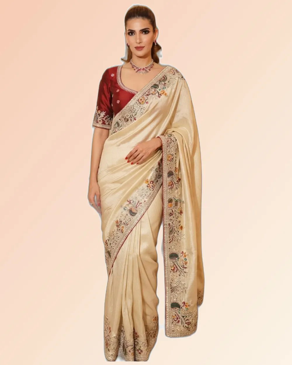 Rajwadi Mor Pure Kajivaram Silk Heavy Embroidery Work Sarees