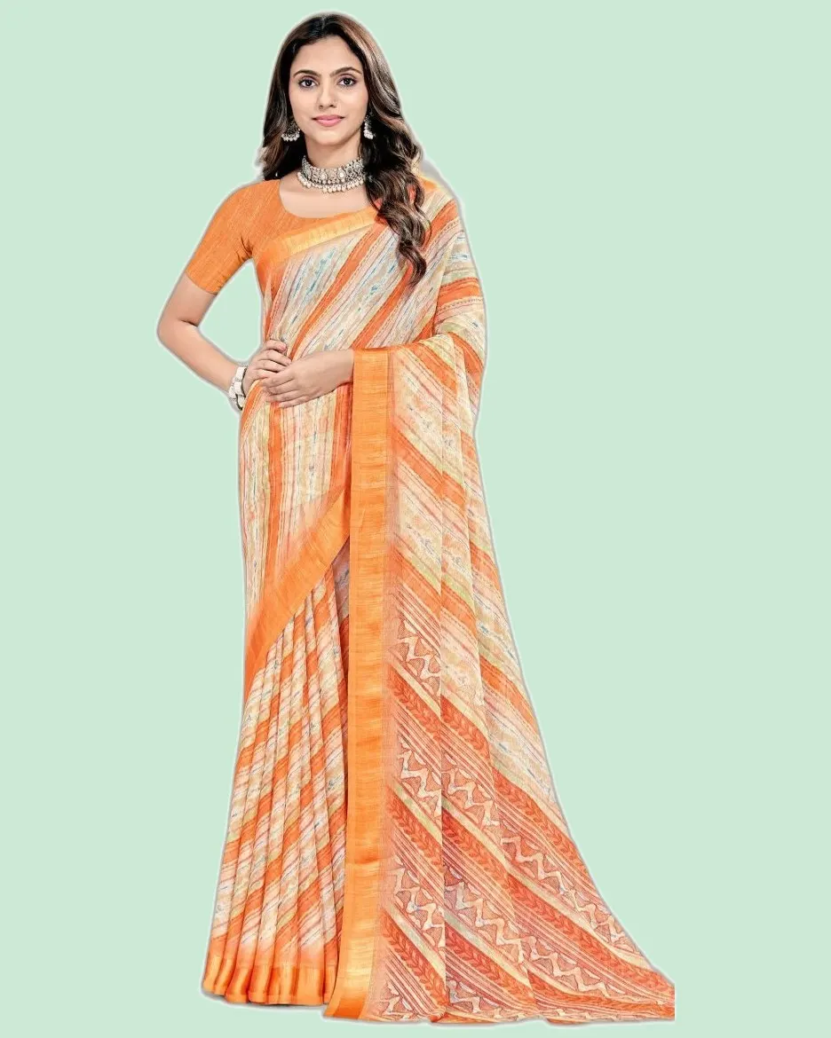 Rainbow V11  Chiffon Satin Broder Sarees