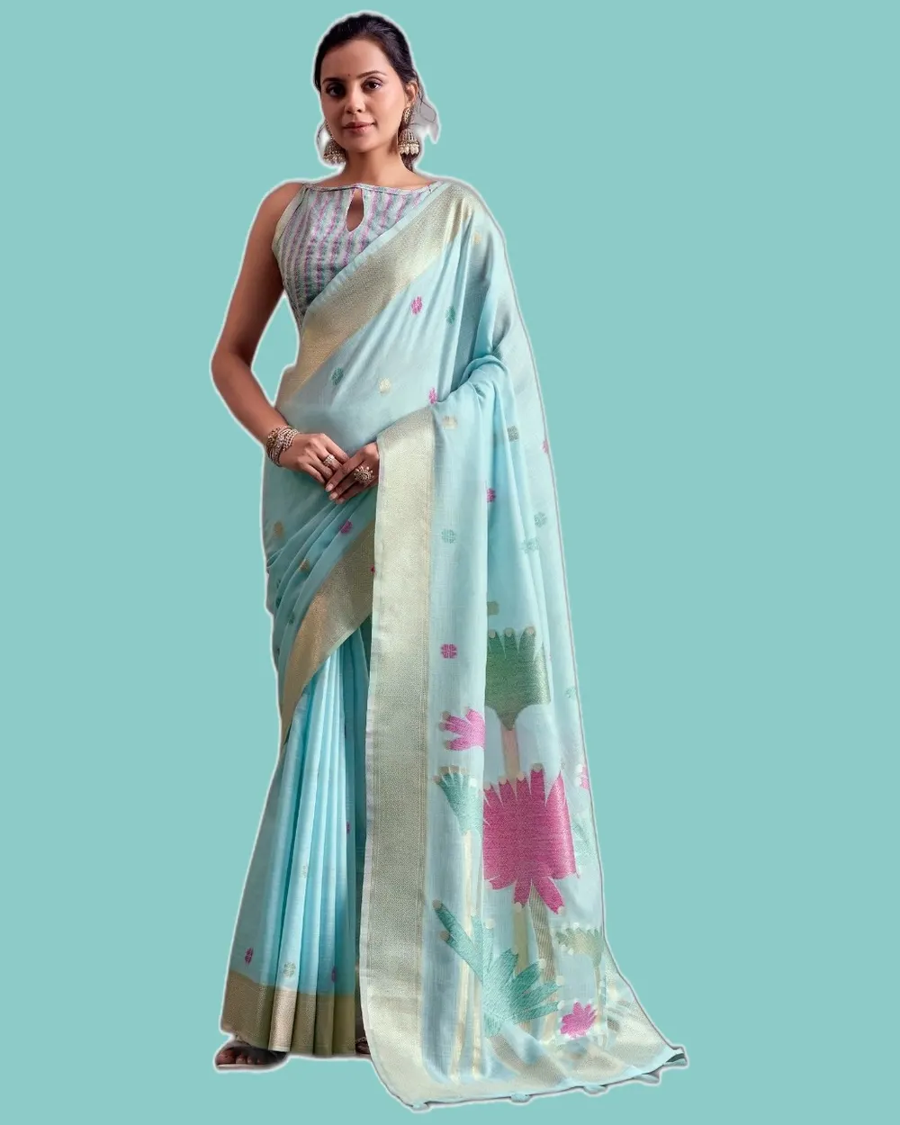 Saloni Flower  Linen Silk Classical Sarees