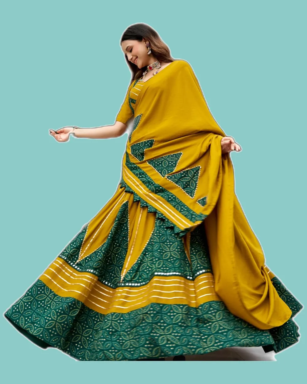 Graceful Ajrakh Prints Rayon Lehengas