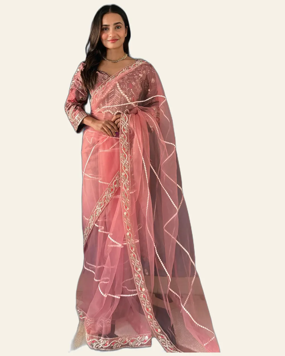 Intricately Embroidered Vibrant Hues Net Sarees