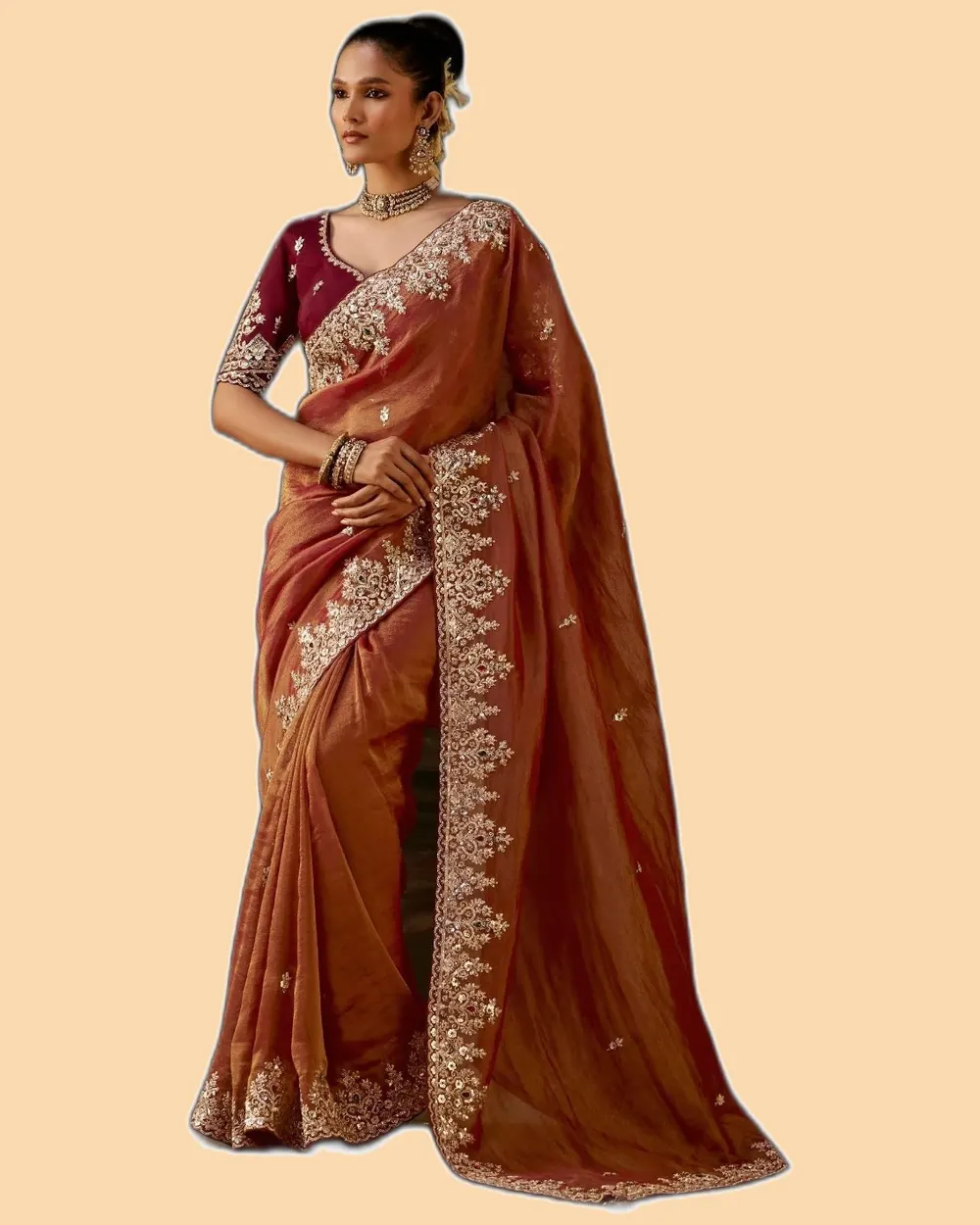 Gharana Modern Tradition Viscose Zari Tissue Sarees