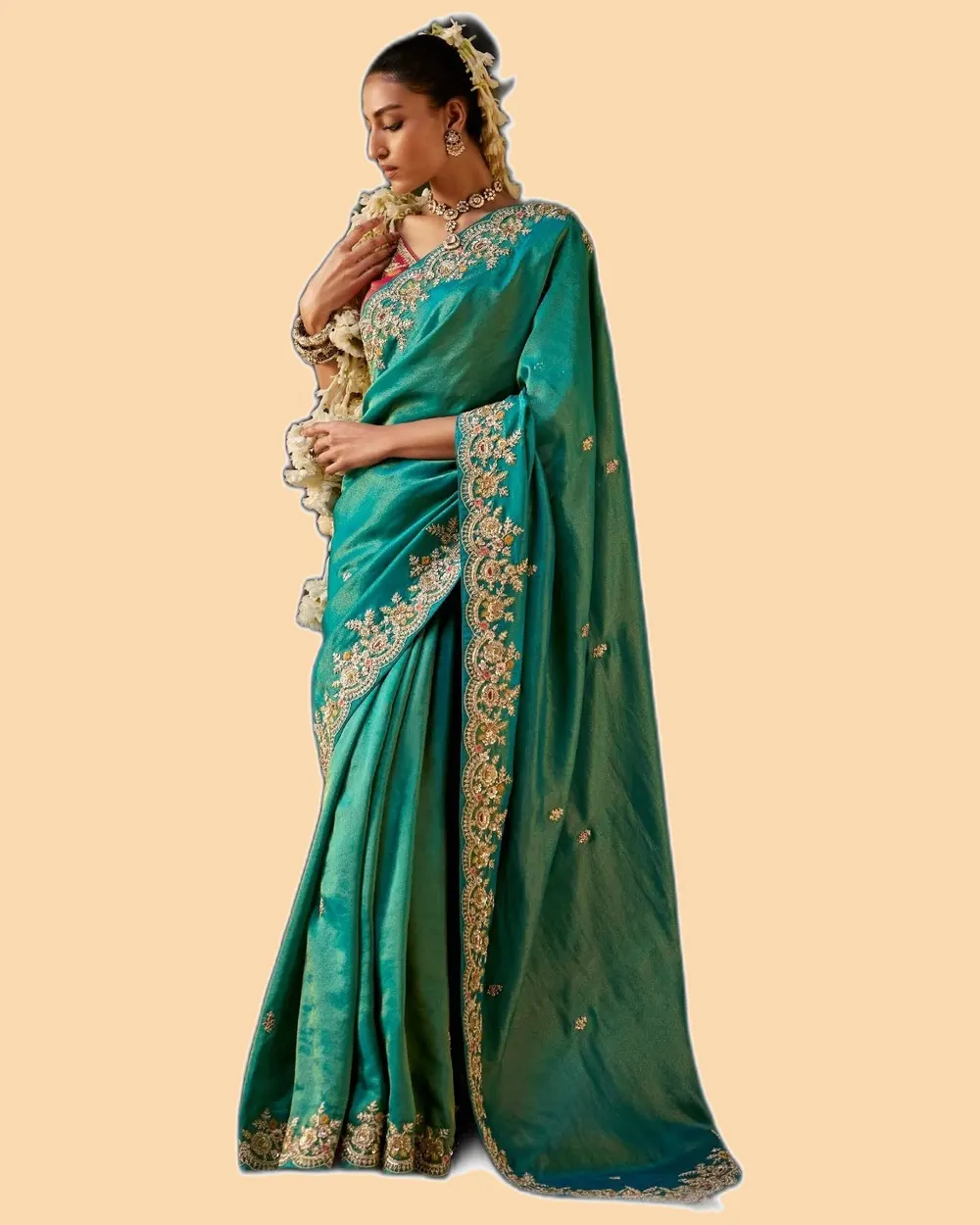 Gharana Modern Tradition Viscose Zari Tissue Sarees