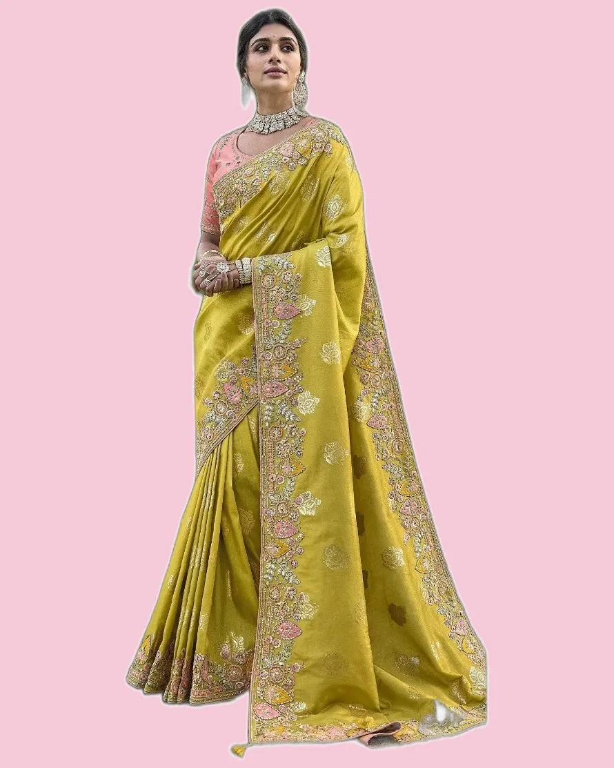 Festive Anaara Fancy Tissue Silk Embroidery Butti Sarees