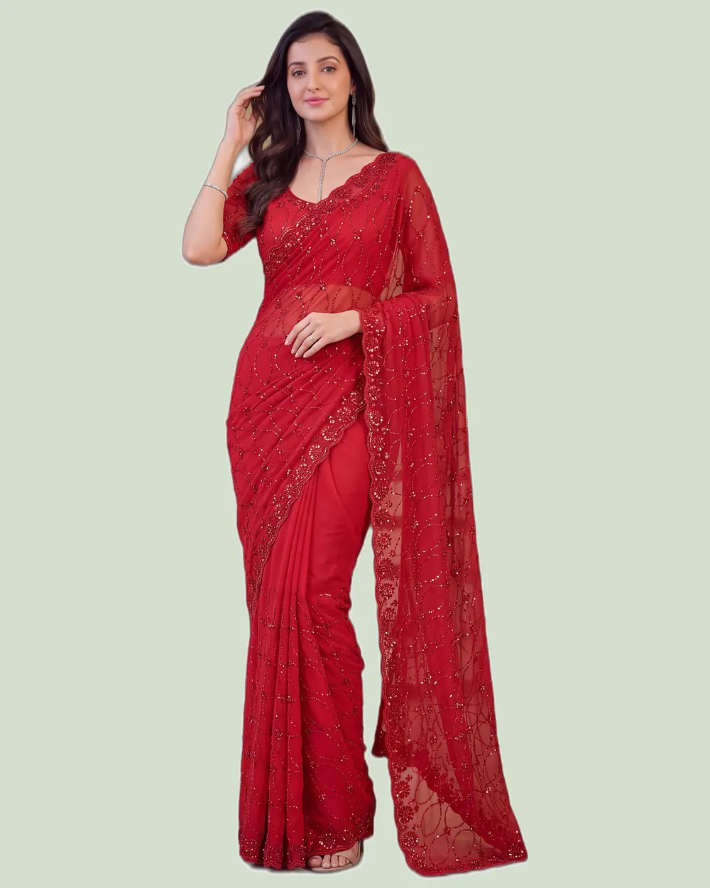 Karwa Chauth Fandy Satin Festival  Sarees