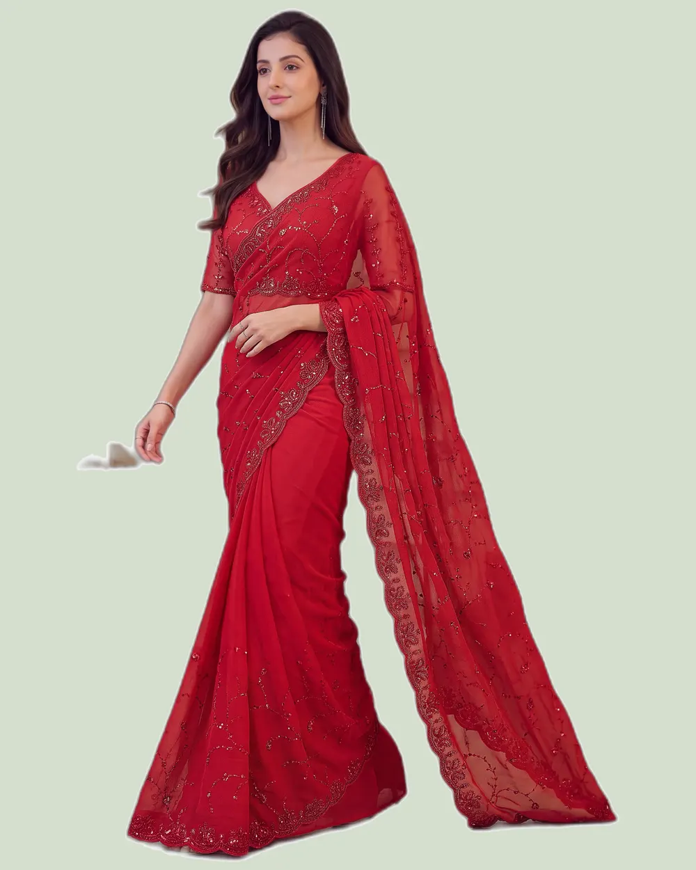 Karwa Chauth Fandy Satin Festival  Sarees