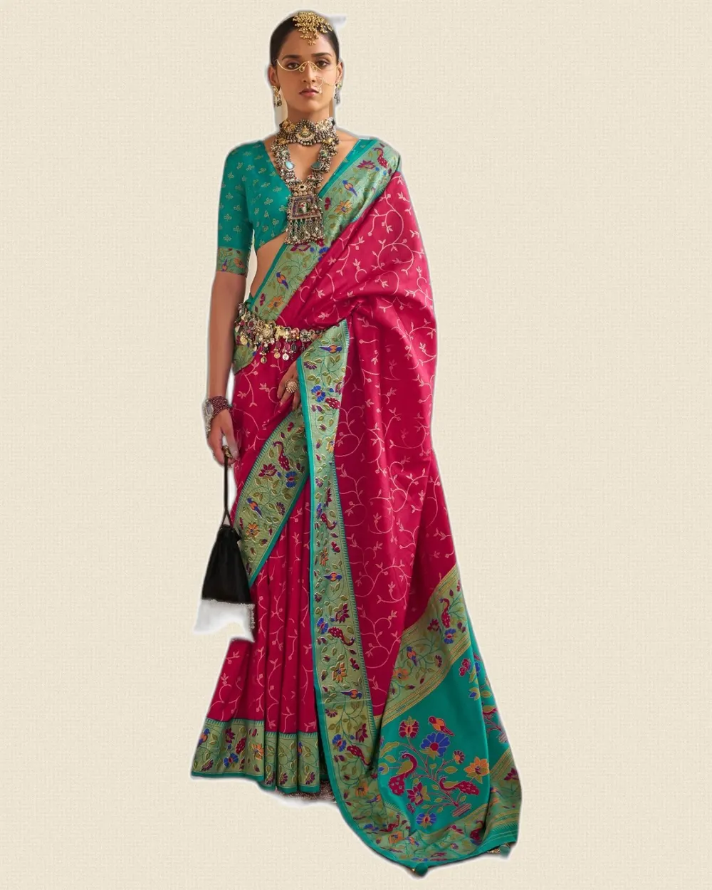 Aqua Silk Patola Design Sarees