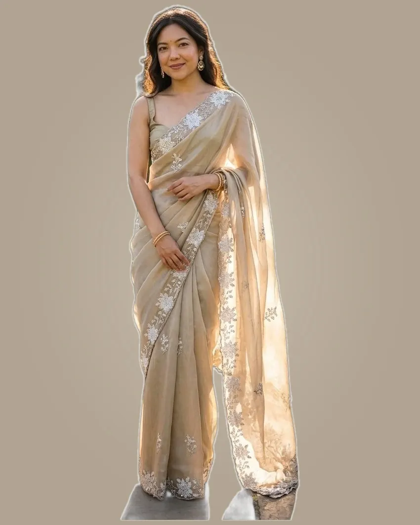 Fendy Sattin Silk Sequins Work Sarees