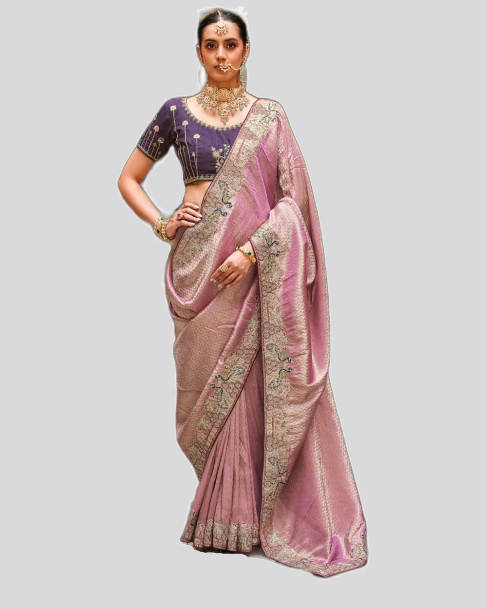 Tradition Carrying Soft Tissue Embroidered Sarees