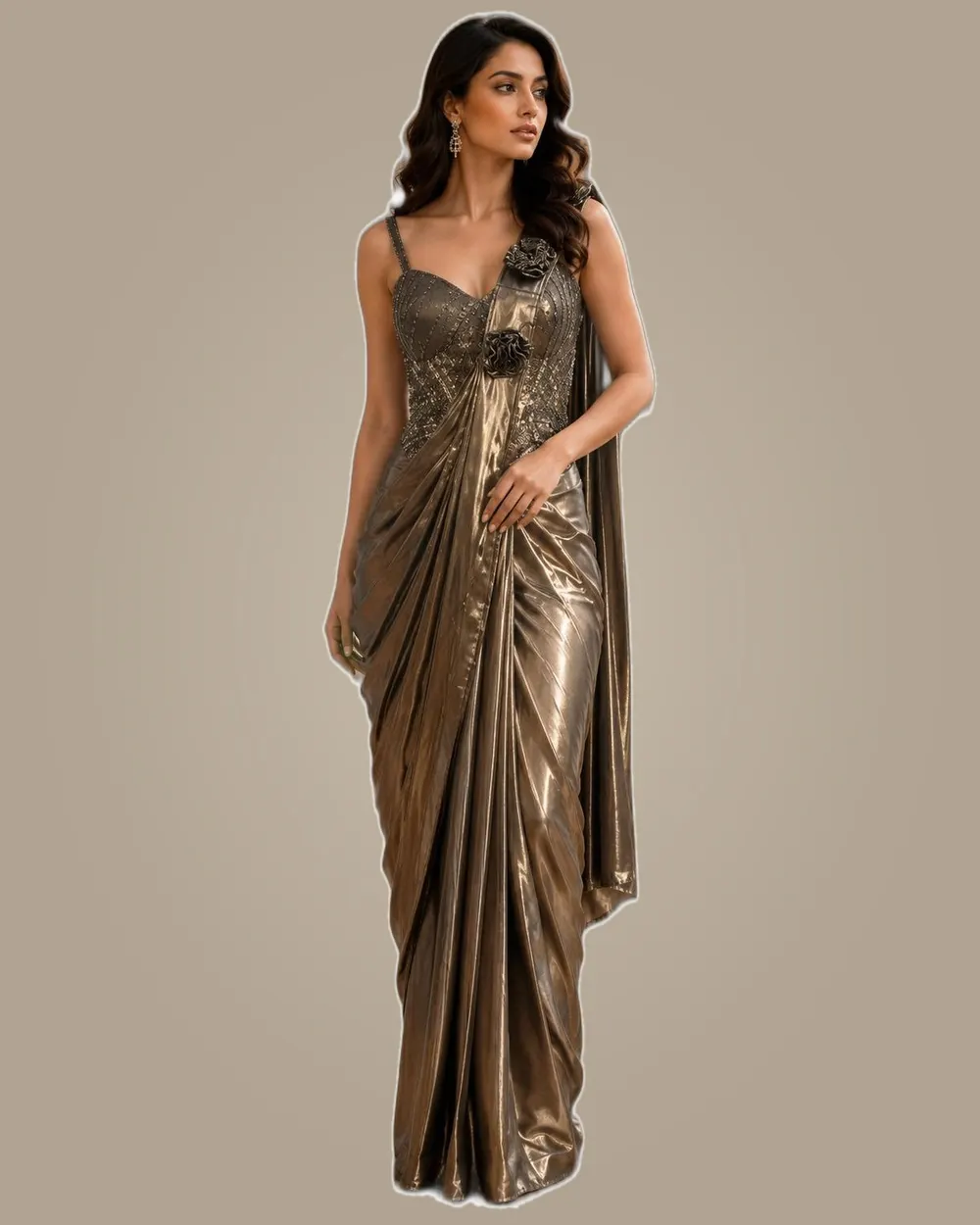 Partywear Imported Fabric Shimmering Readywear Sarees