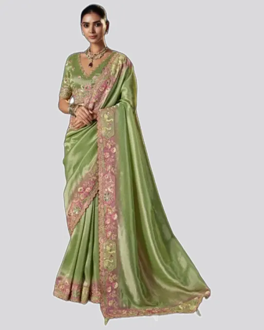 Virasat V1 Handwork Motif Crystal Beads Detailed Border Sarees 