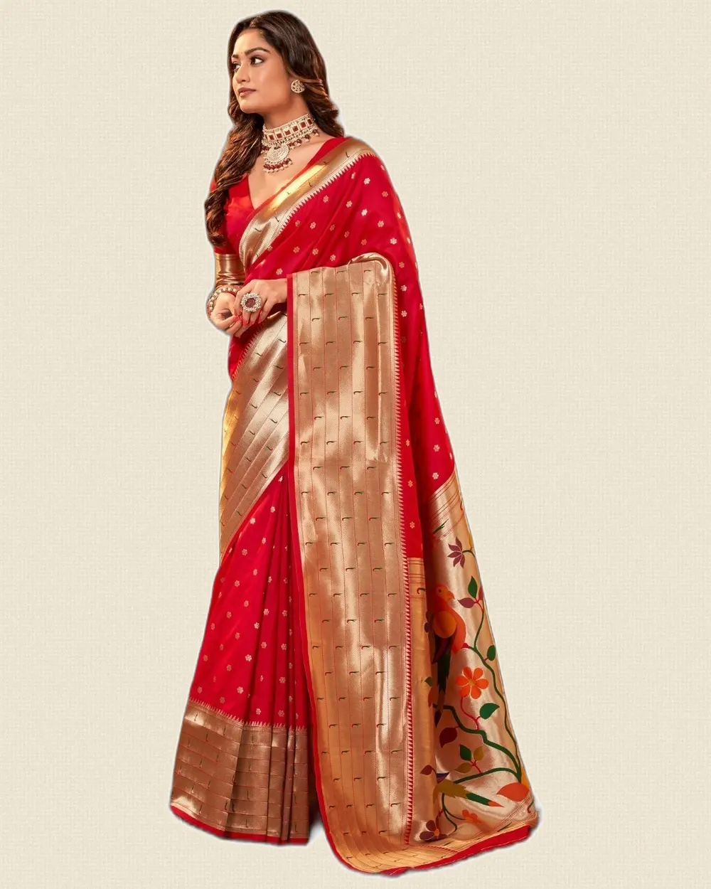 Pavitra Paithani Silk Zari Weaving Broad Border Sarees