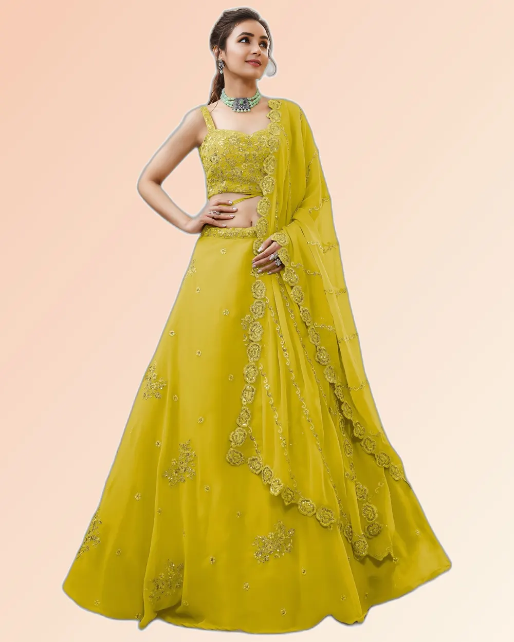 Festive Celebrations Georgette Embroidered Lehenga Suits