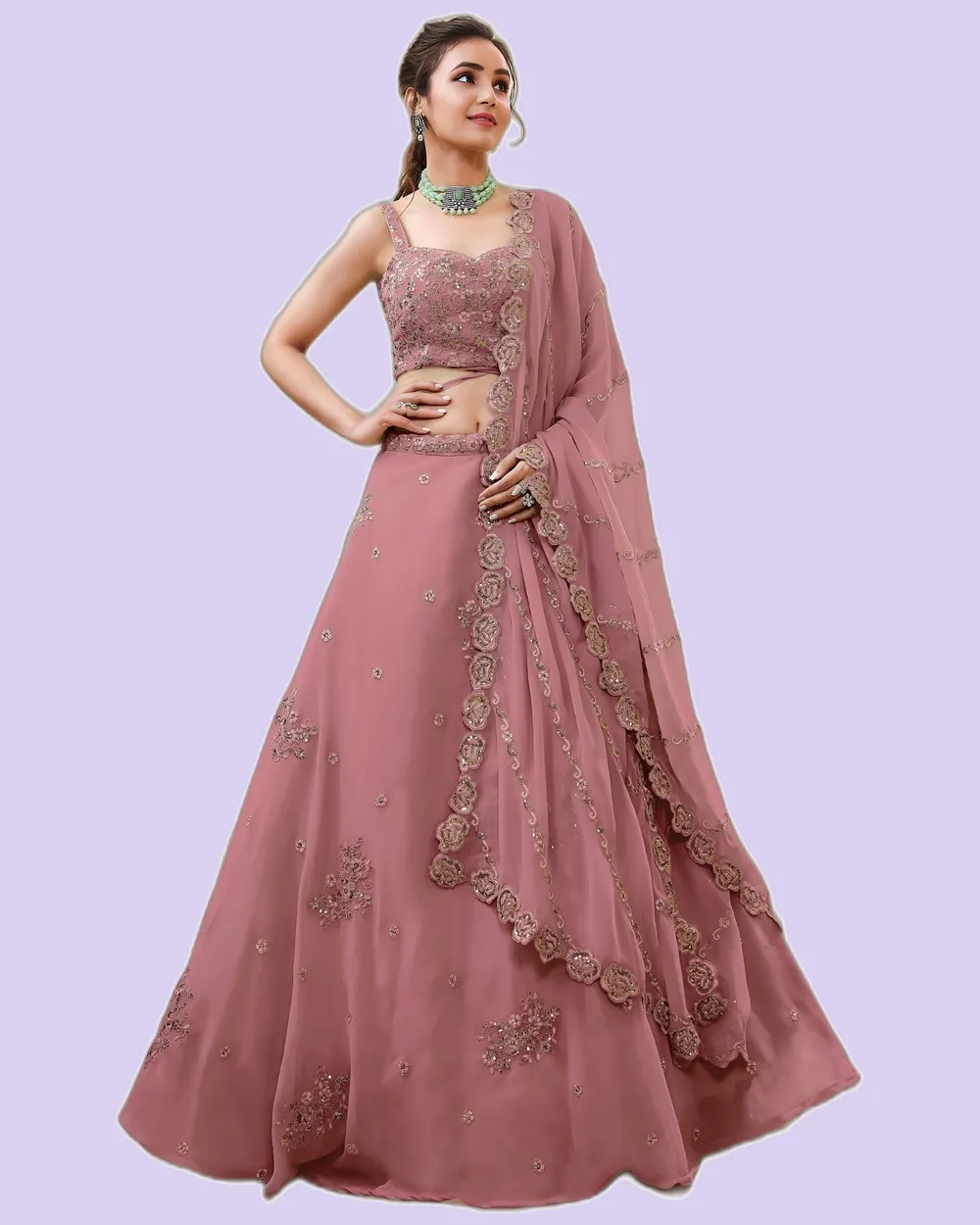 Graceful Wavy Embellished Georgette Lehengas