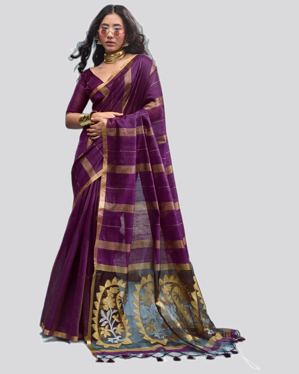 Traditional Harleen Wear Munga Cotton Weaved Sarees