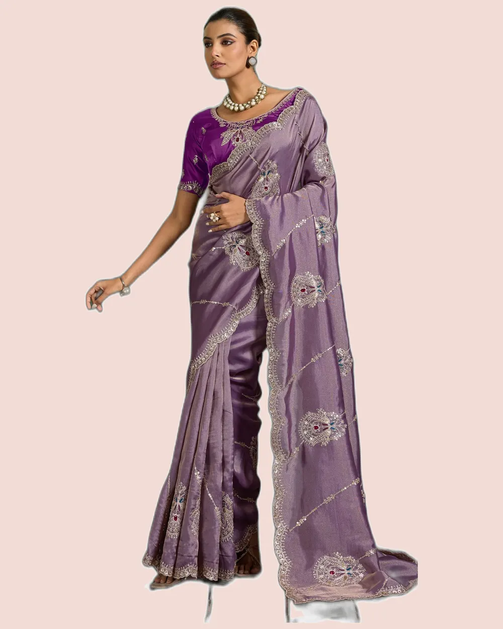 Valeria Royale Self-Stripe Giraffe Sarees