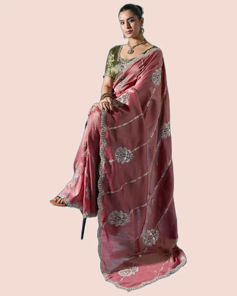 Valeria Royale Self-Stripe Giraffe Sarees