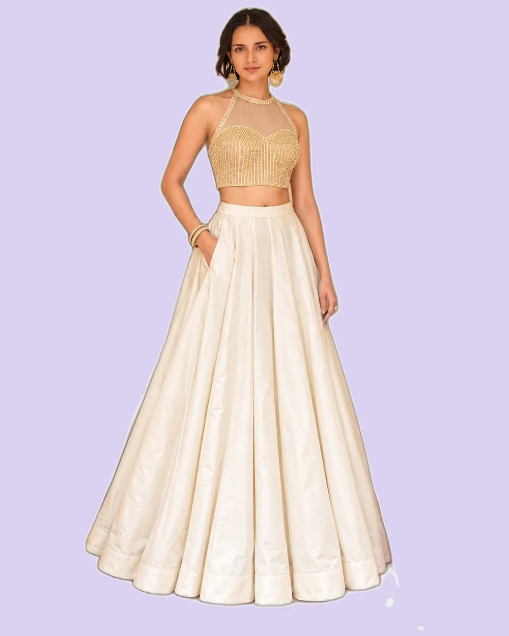 Soft Roman Silk with Pockets Classical Lehengas