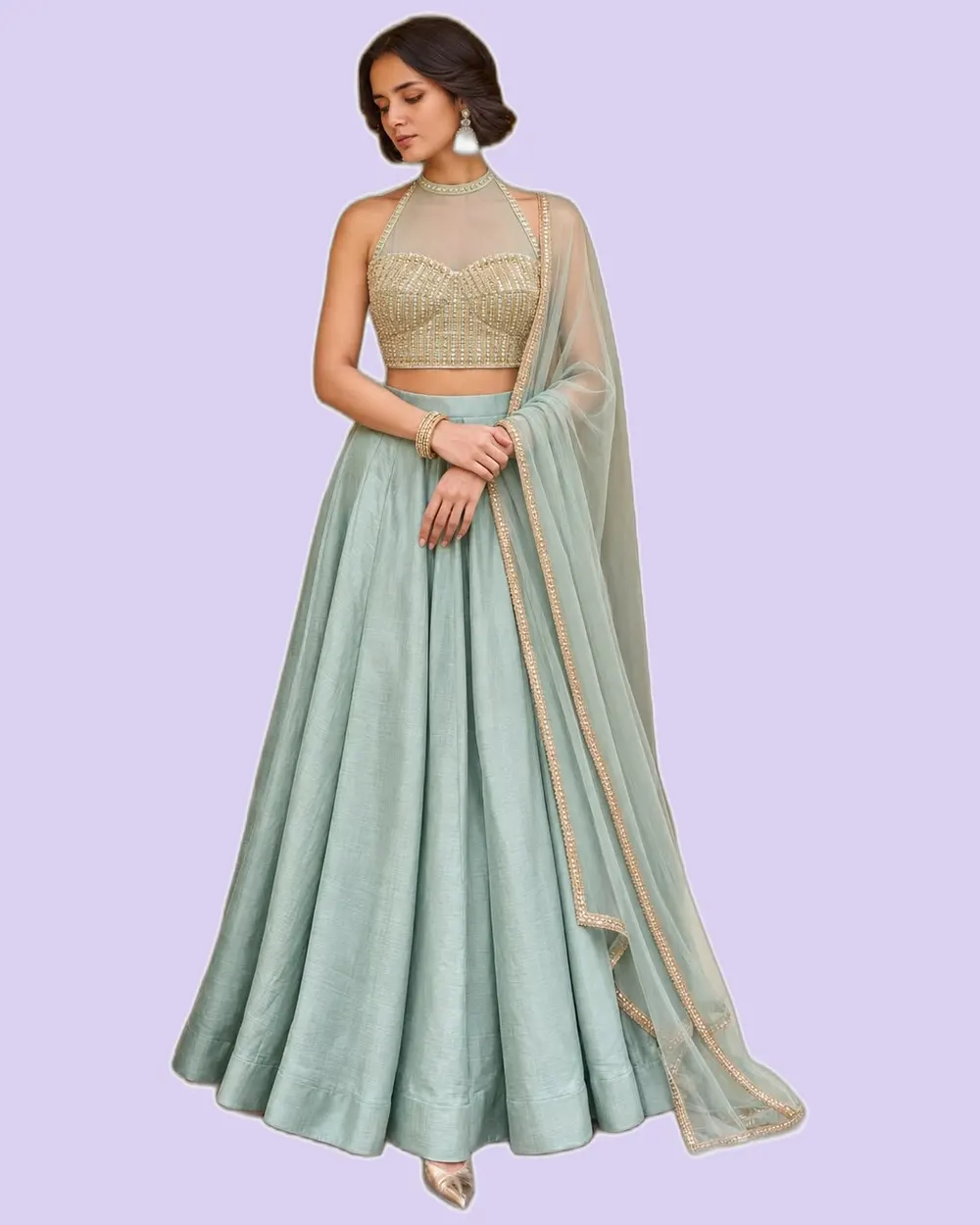 Soft Roman Silk with Pockets Classical Lehengas
