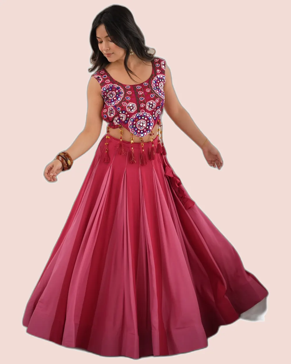 Boutique Statement Heavy Reyon Mirror Work Lehengas