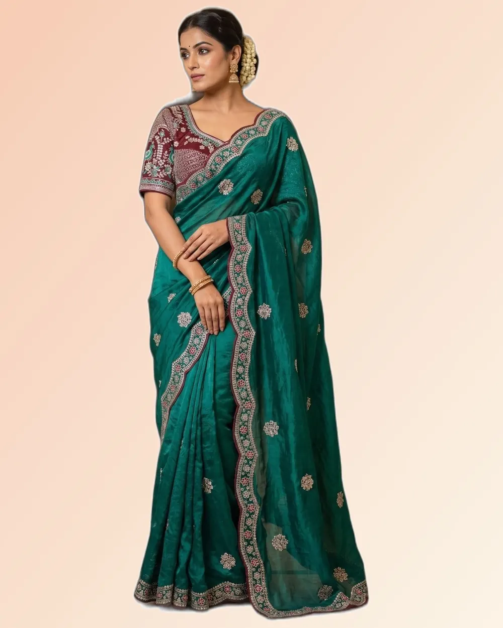 Elegant Fendy Satin Heavy Border Butta Sarees