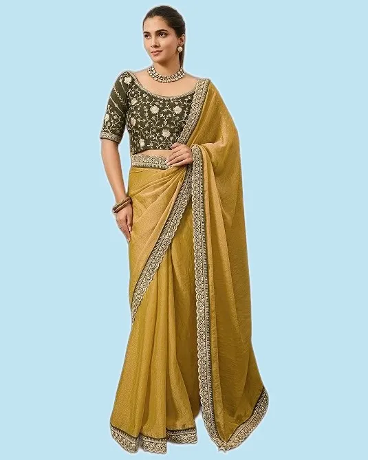 Rich Look NC Moss Moss Designer Border Sarees