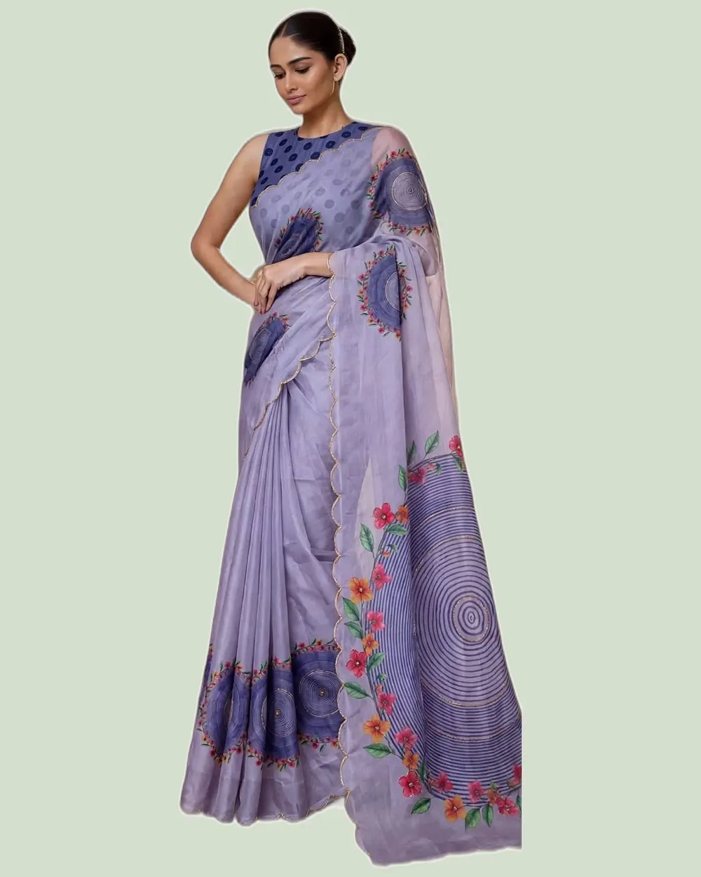 Stylish Soft Tebby Silk Handwork Heritage Sarees