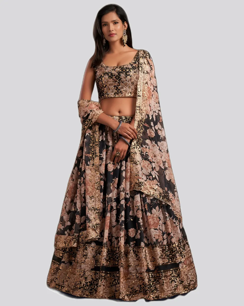 Floral Printed Organza Stunning Festive Lehengas