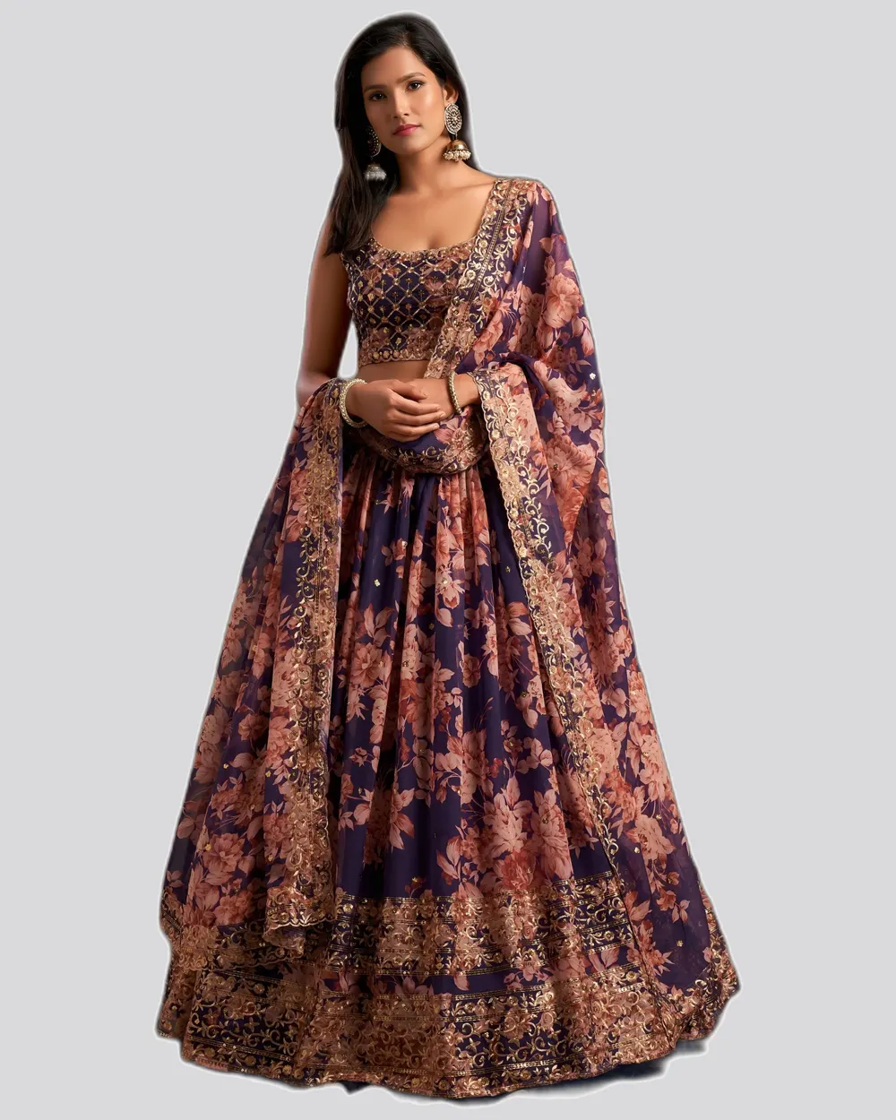 Floral Printed Organza Stunning Festive Lehengas